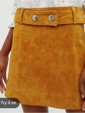 Suede Mini Skirt in Mustard Yellow
